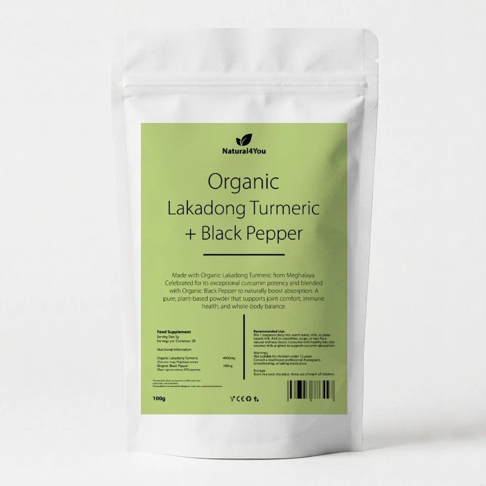 Organic Lakadong Turmeric + Black Pepper.
