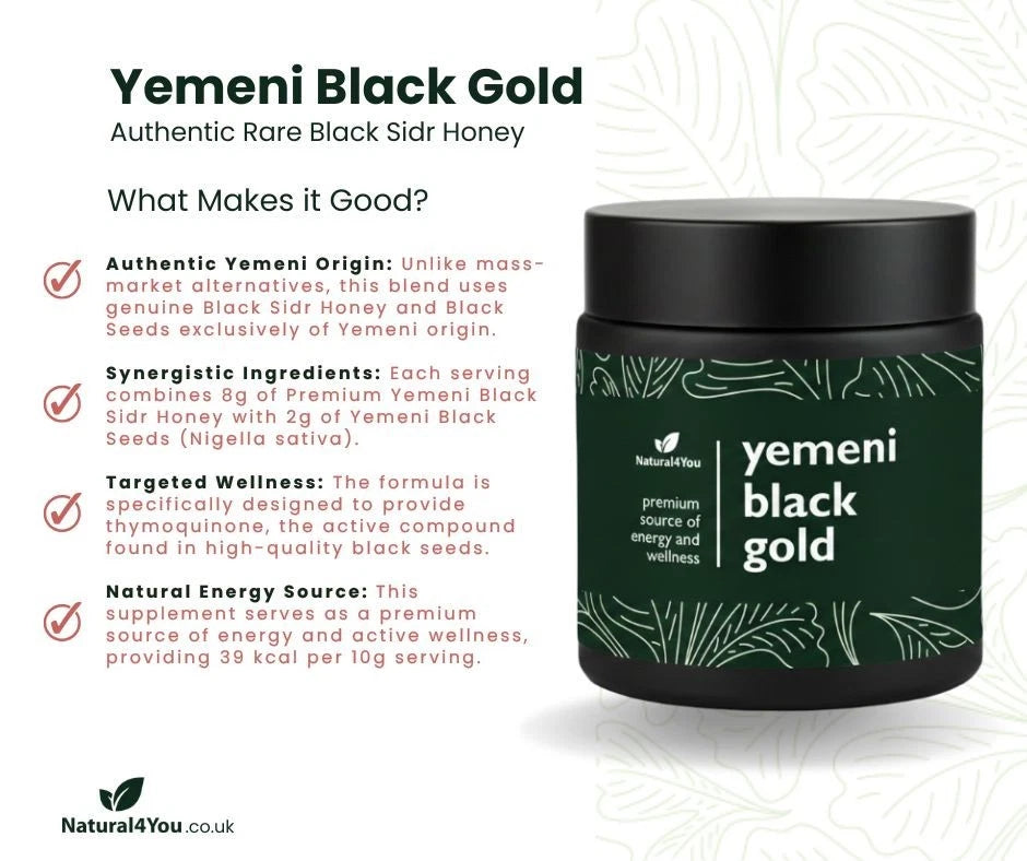 Yemeni Black Gold 220g - Premium Black Sidr Honey & Black Seed Nigella Sativa